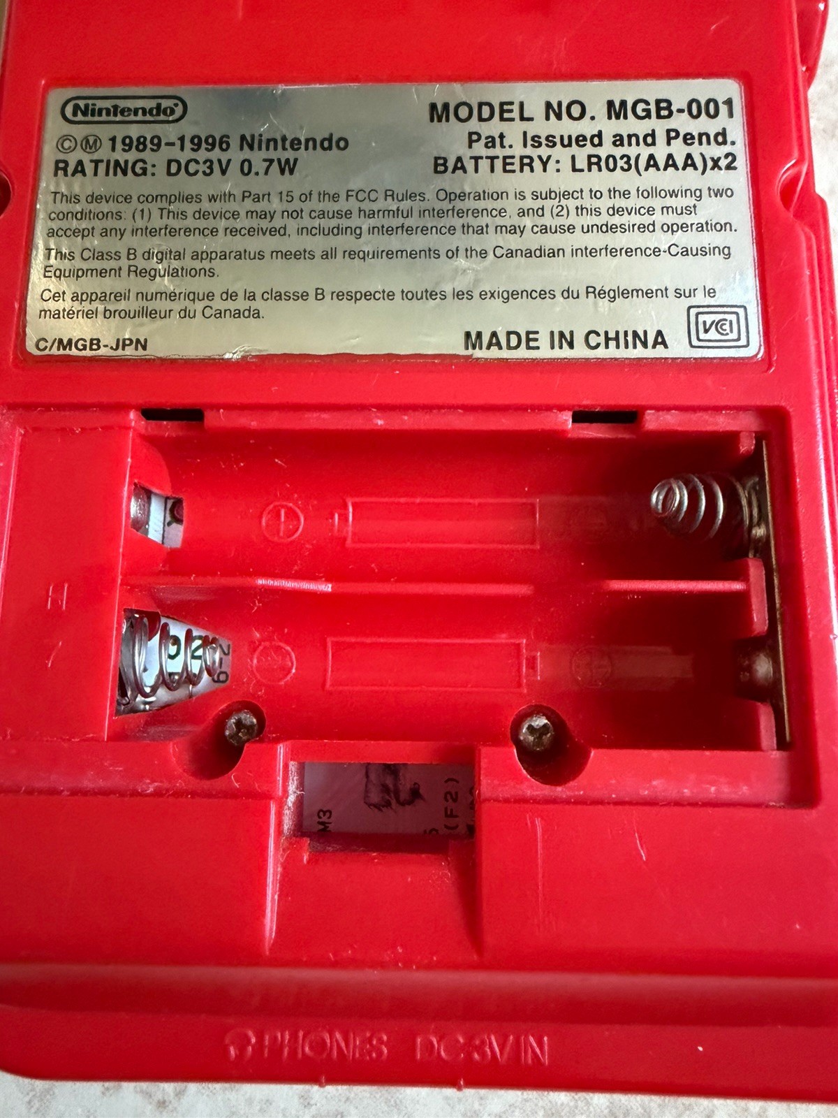 Nintendo Game Boy Pocket Red Console (MGB-001) Authentic Tested & Works W/ Game