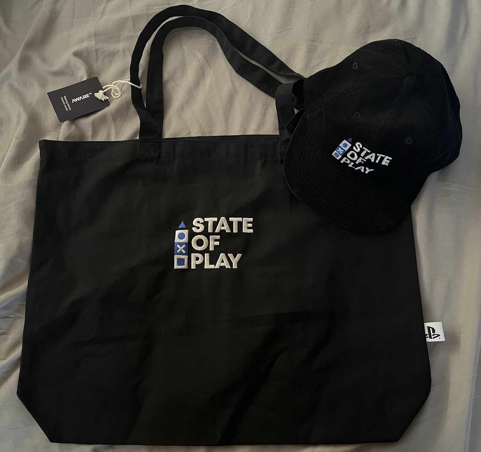 NEW Sony Playstation State of Play Promotional Tote Bag & Hat Alamo Event PS5