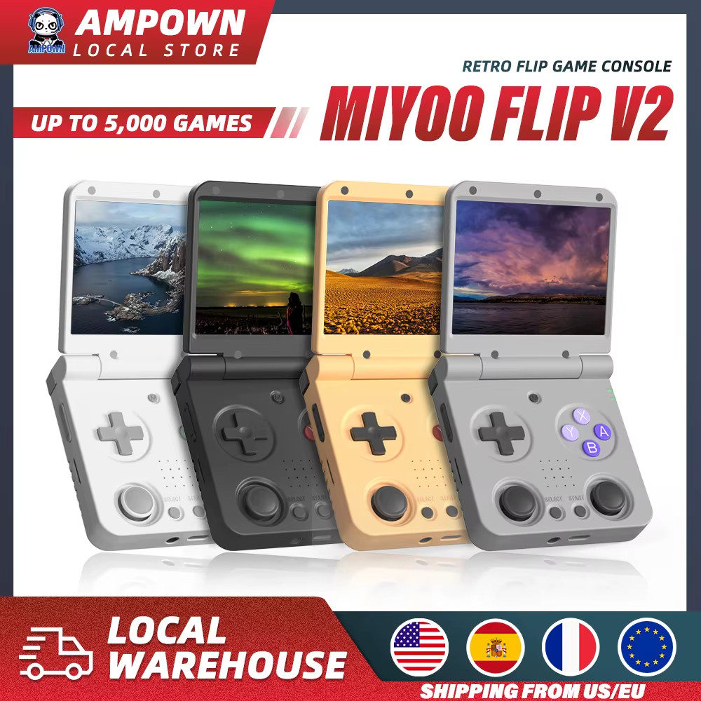 MIYOO Flip V2 Handheld Game Players 3.5”IPS Screen Linux System Onion OS Video