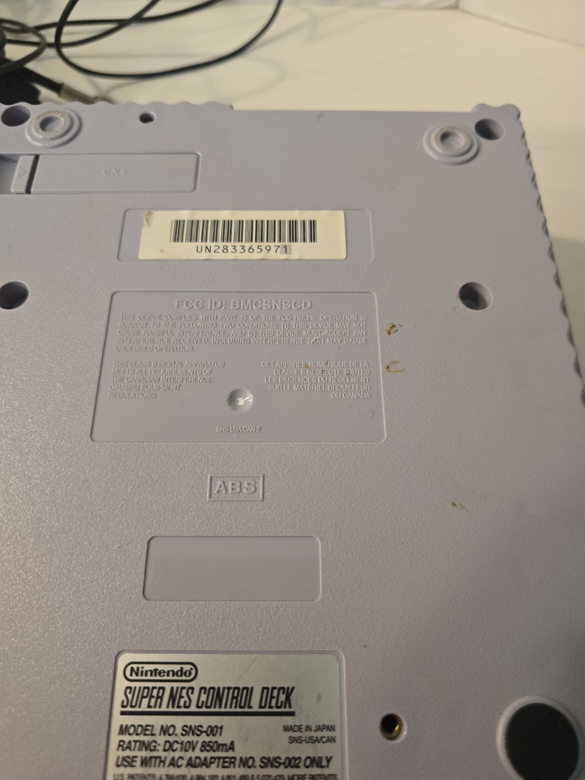 Nintendo Super Nintendo SNES SNS-001 Console Cords & 2 Controllers Untested VTG
