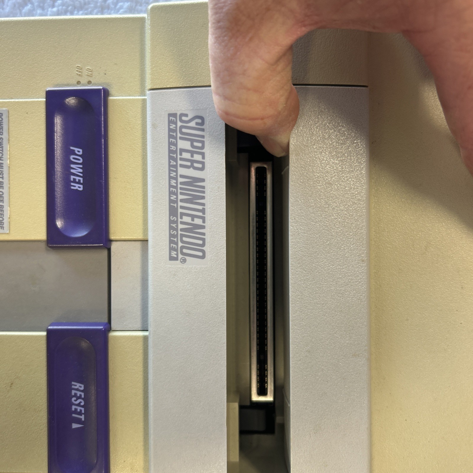 Super Nintendo console only. Includes RF Switch And Power Supply.
