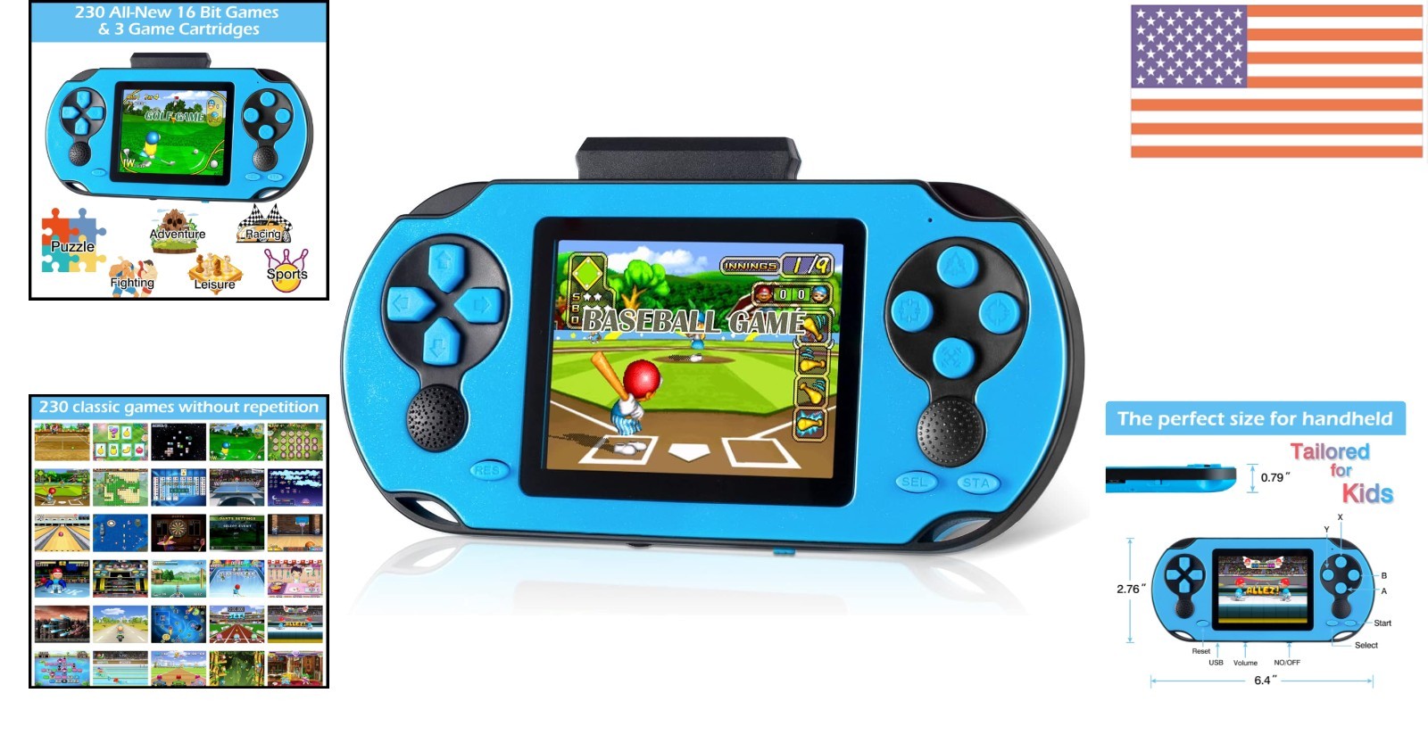 Retro Handheld Game Console: 230 Games & 3” HD Screen – Ideal Gift for Kids