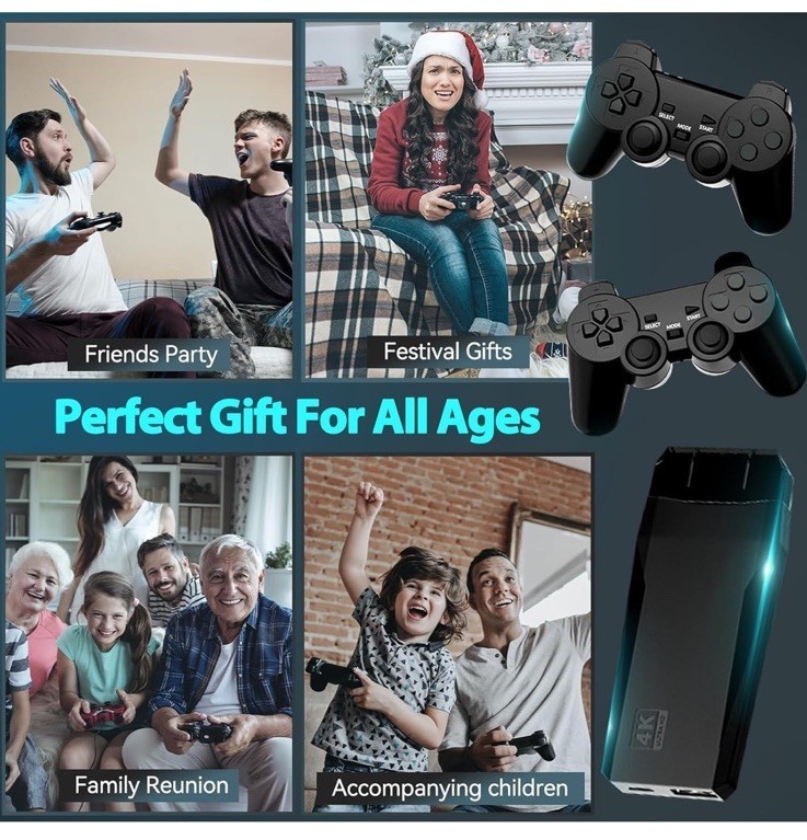 Wireless Retro Game Console Stick 20,000+ Games 4K HDMI w/ 2 Controllers (20GB)