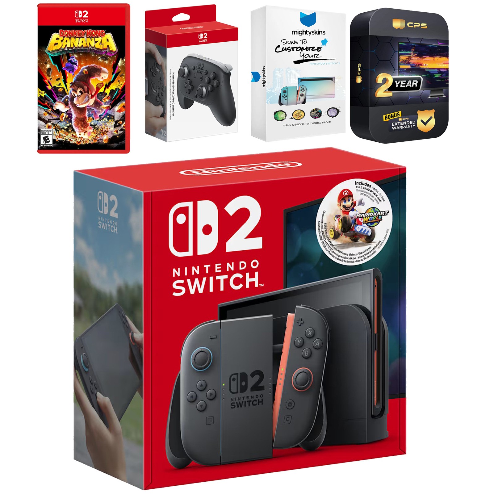 Nintendo Switch 2 + Mario Kart World + Donkey Kong Bonanza, Pro Controller