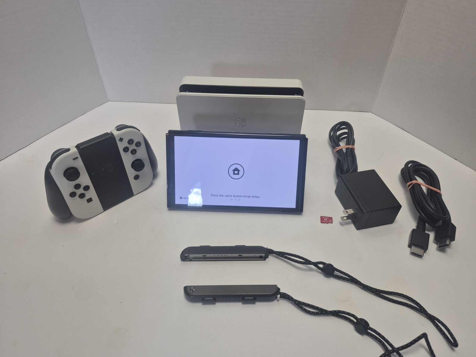 Nintendo Switch 64GB OLED White Console+Joy Con+Dock+Charger +HDMI+ +128GB SD