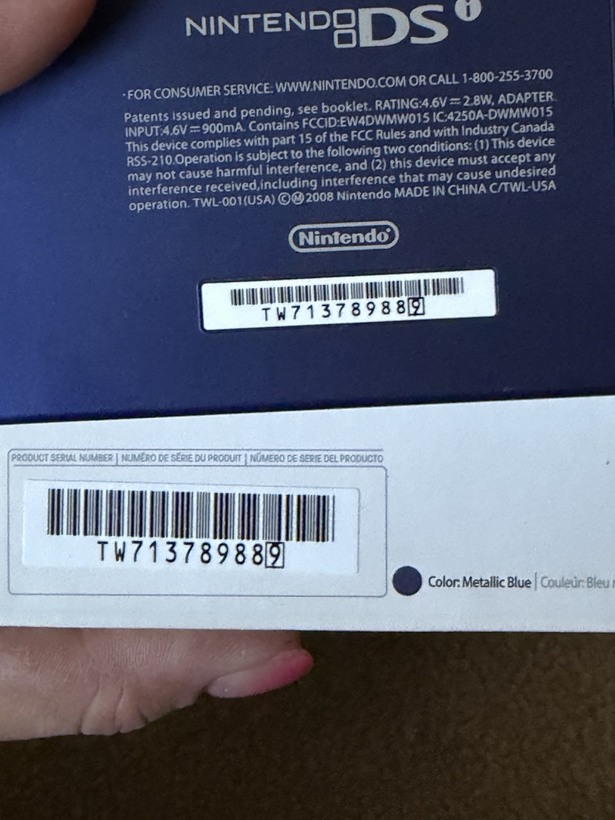 Nintendo DSi Console Metallic Blue CIB Complete In Box With 3 Games
