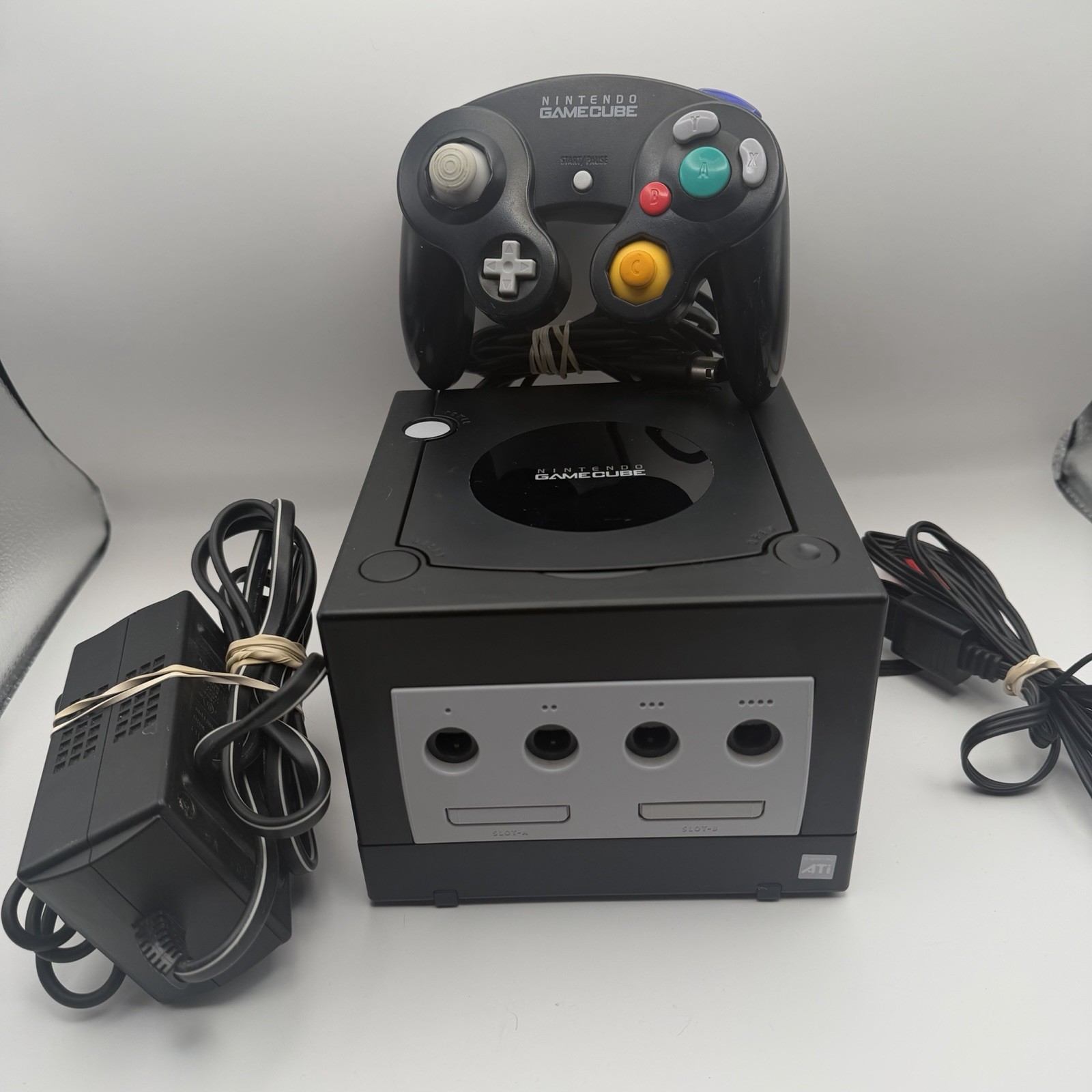 Nintendo GameCube Jet Black DOL-001 Console Bundle OEM Controller Memory Card