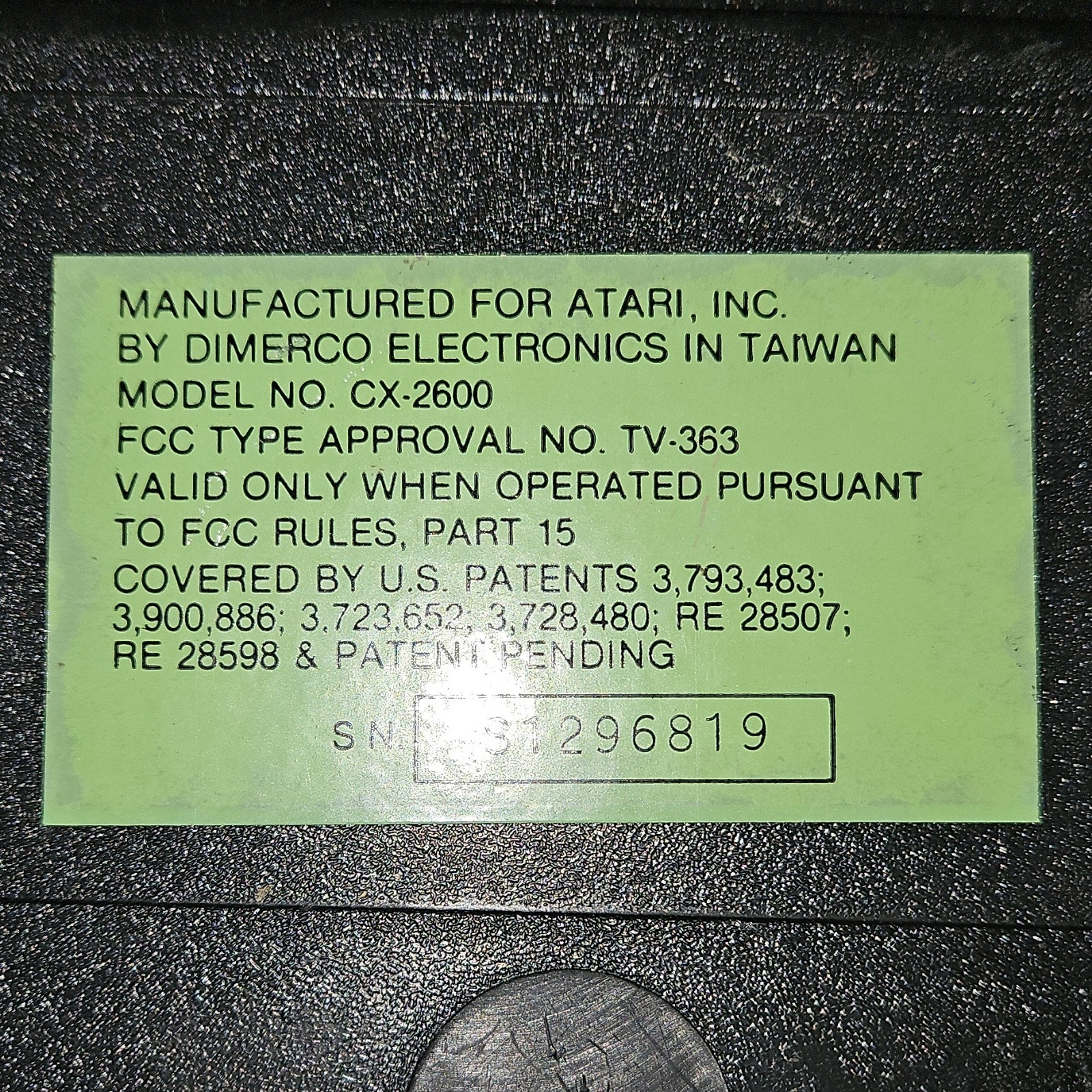 Atari CX-2600 Console Black Brown, Game Difficulty, Select & Reset Switch, 2600