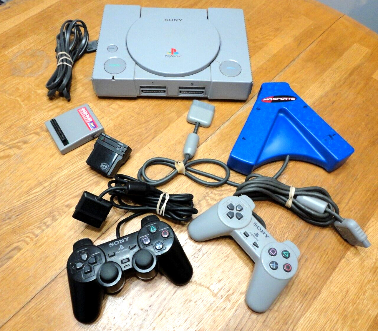 Sony PlayStation 1 PS1 Console Bundle + 2 Controllers & Dragon Hack – SCPH-7501