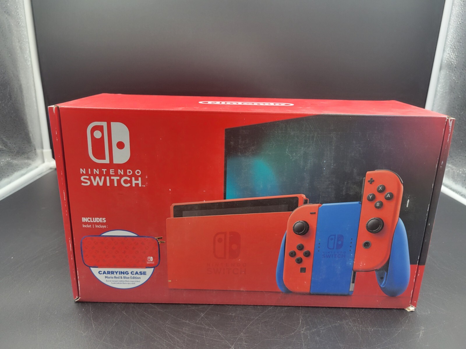 NINTENDO SWITCH MARIO ED. Blue and Red Console *Open Box, New – See Pics*