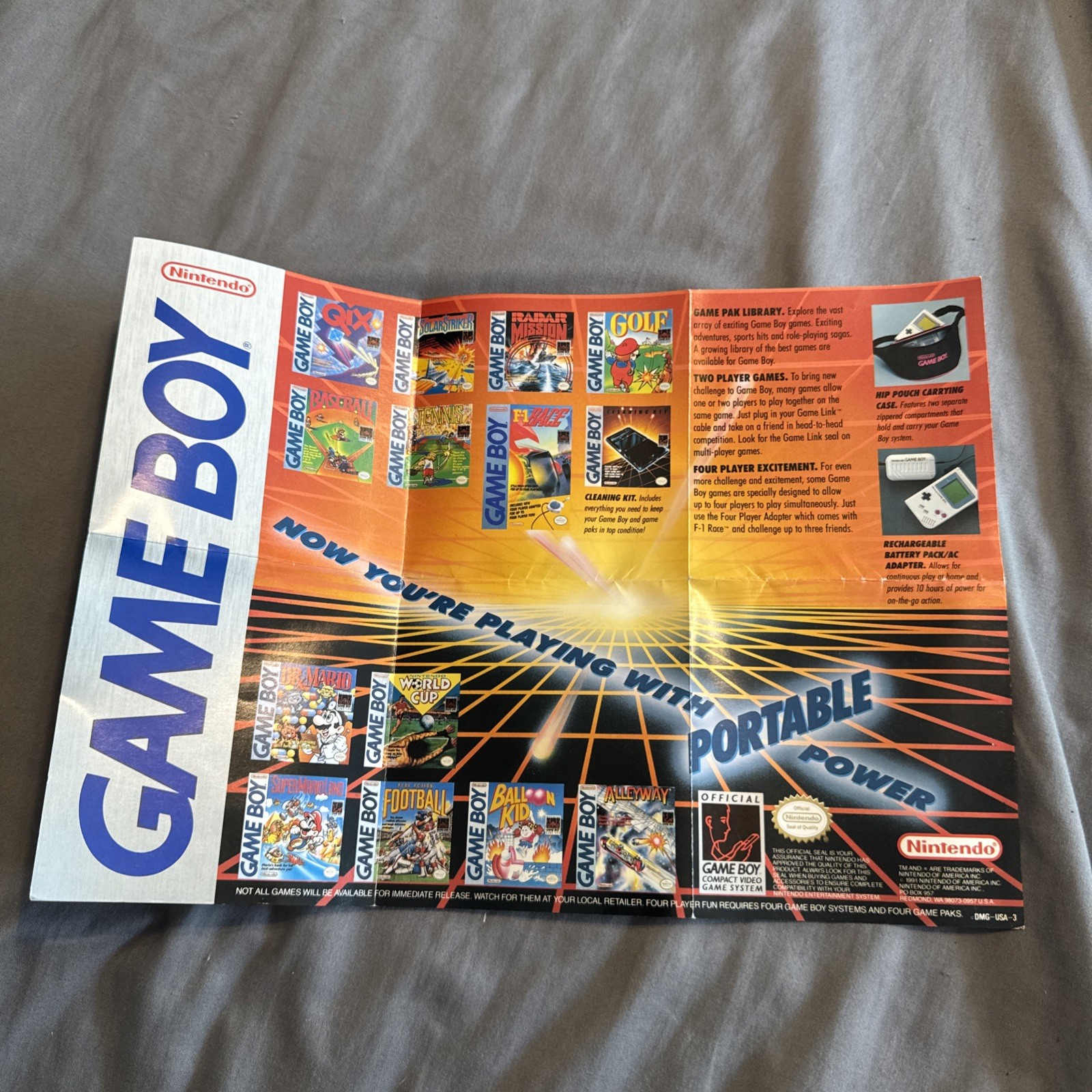 Nintendo Game Boy Open Box – Console, Headphones, Cable, Manuals (NO TETRIS)