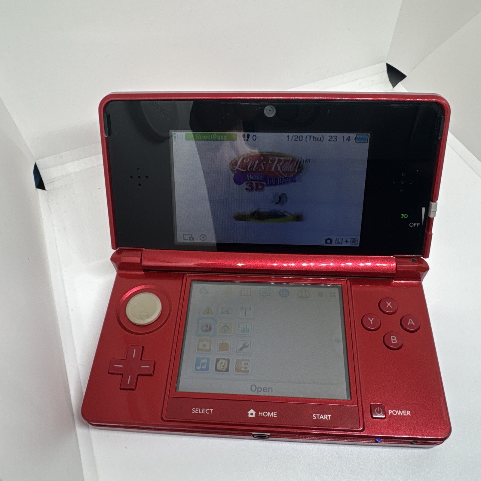 Nintendo 3DS Handheld System Flame Red CTR001 Bundle Charger Game SD Card Clean