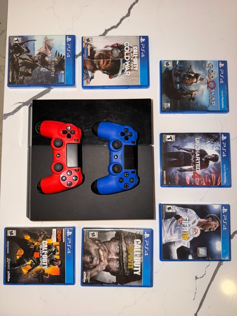 PS4 Bundle Console with 2 Controllers, Games, and 7 Games , 2TB External