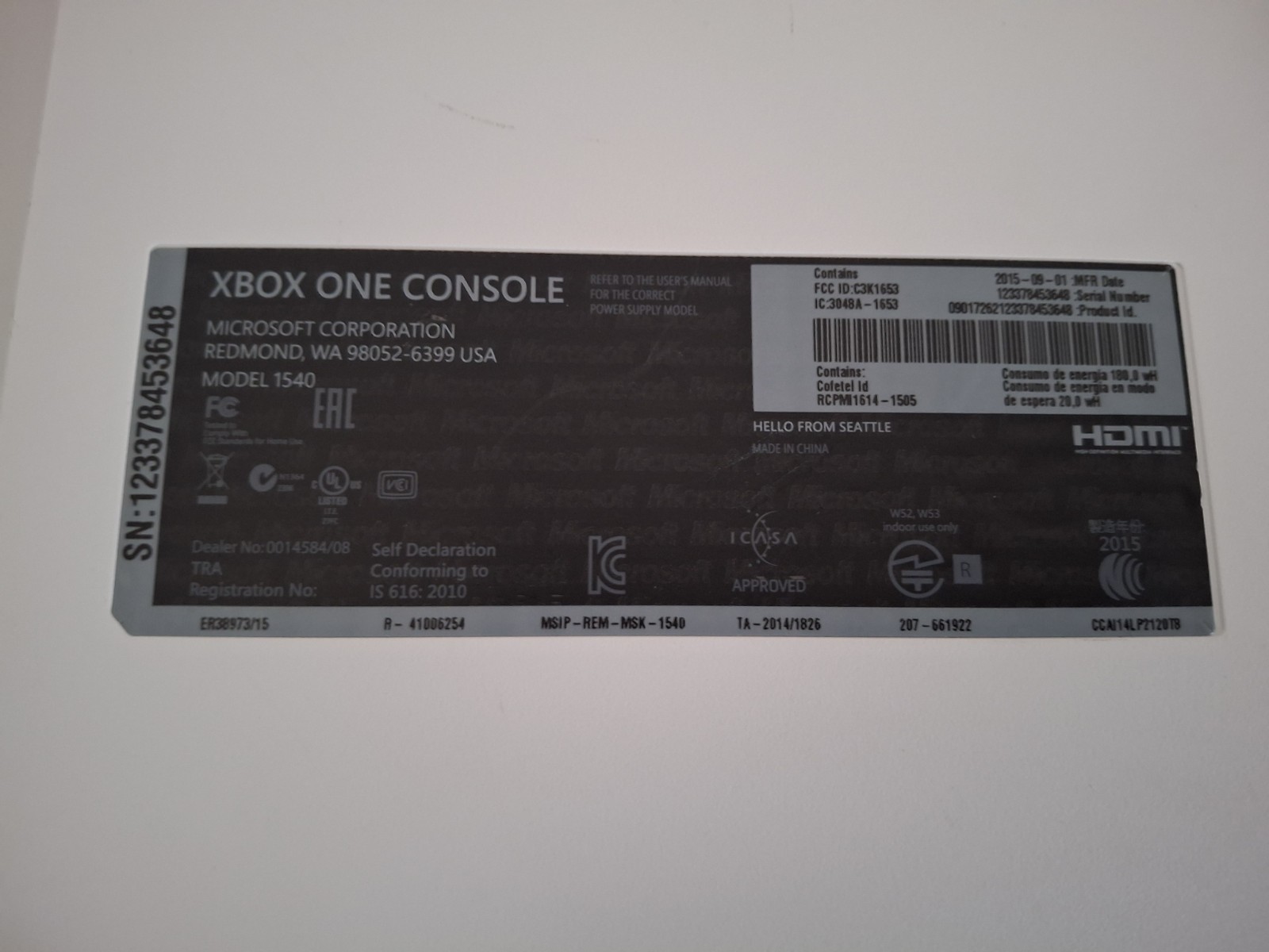 White Xbox One Model 1540 Console Only With 2 Games