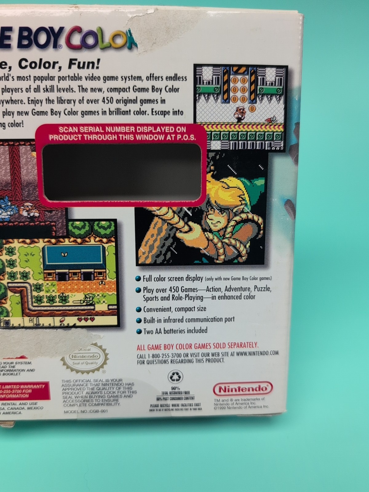 Authentic Nintendo Game Boy Color Teal EMPTY Box, Box Only NO CONSOLE