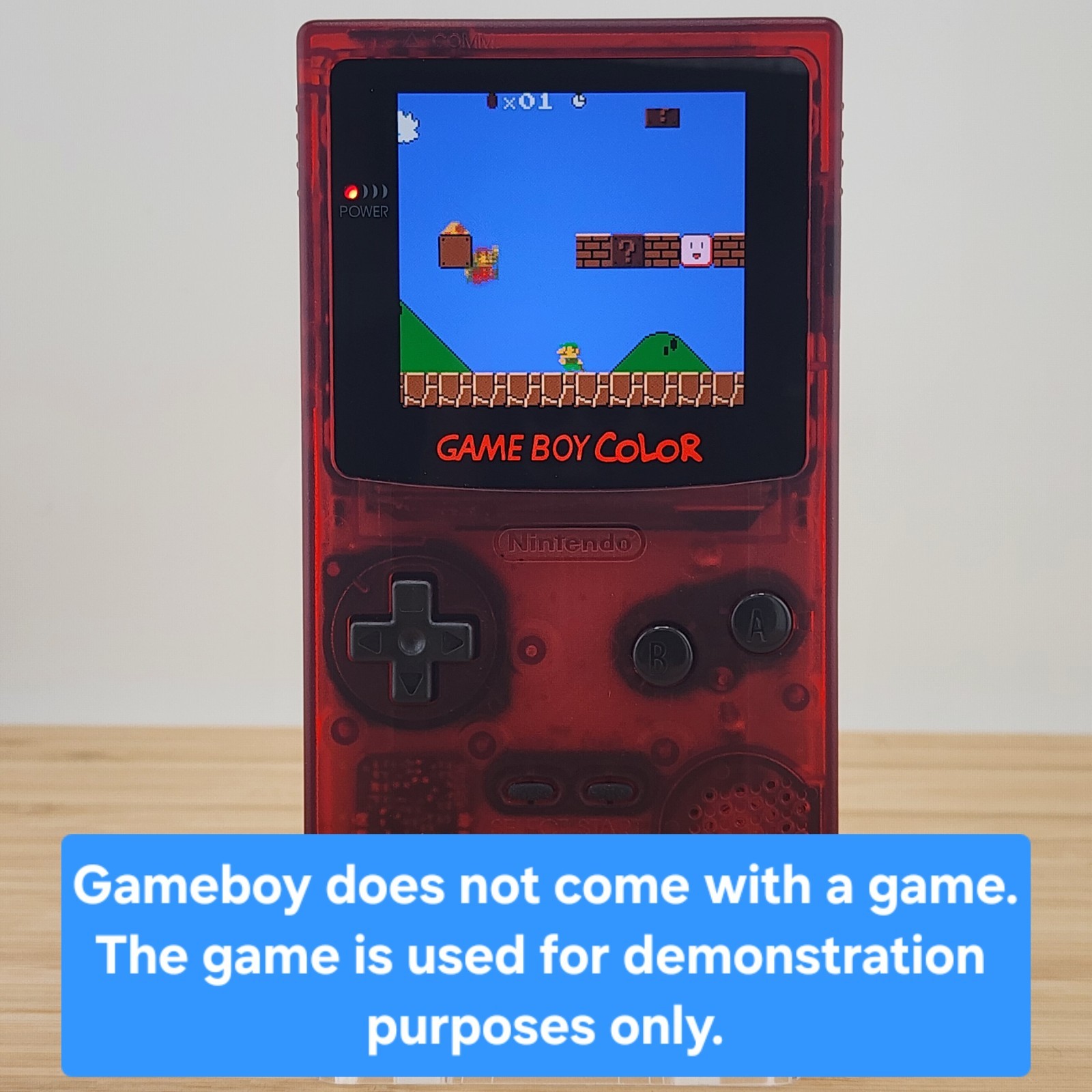 Gameboy Color, OLED Touch Screen w/Laminated Lens, Clear Red Shell Game Boy GBC
