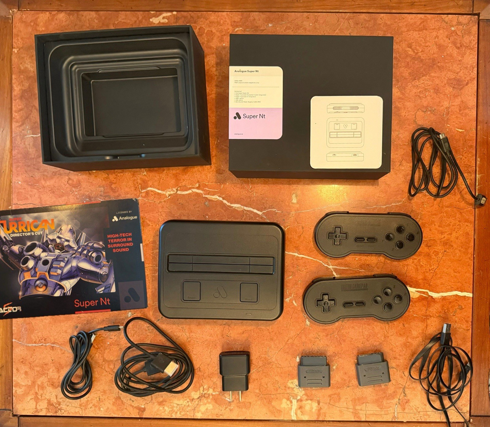 Analogue 💥 Super Nt 💥 Black 2 Black 8Bitdo Sn30 Gamepad Turrican Box Sg Fpga
