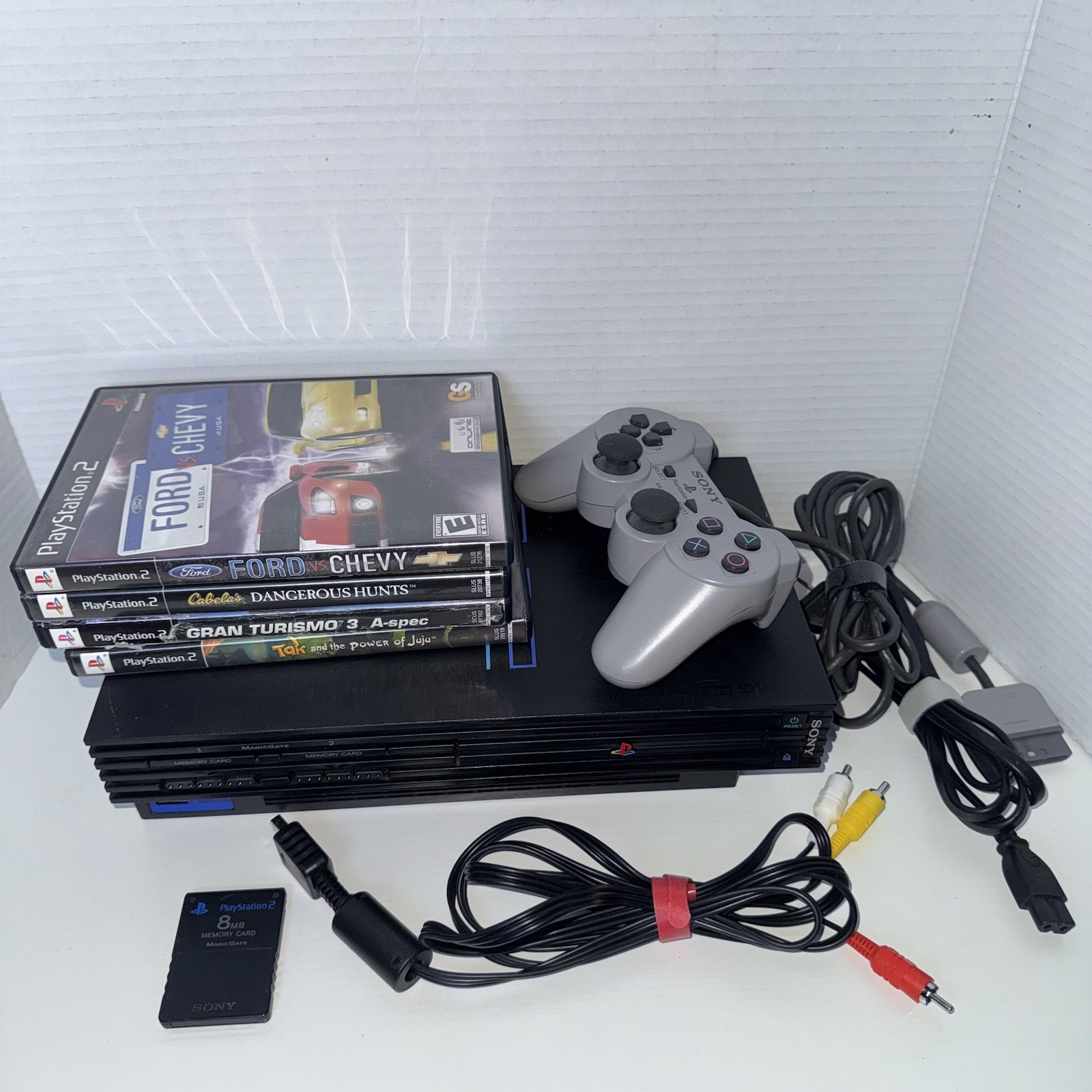 Sony Playstation 2 Console Bundle PS2 SCPH-39001 Fat w4,Games,1 Controller,1memo