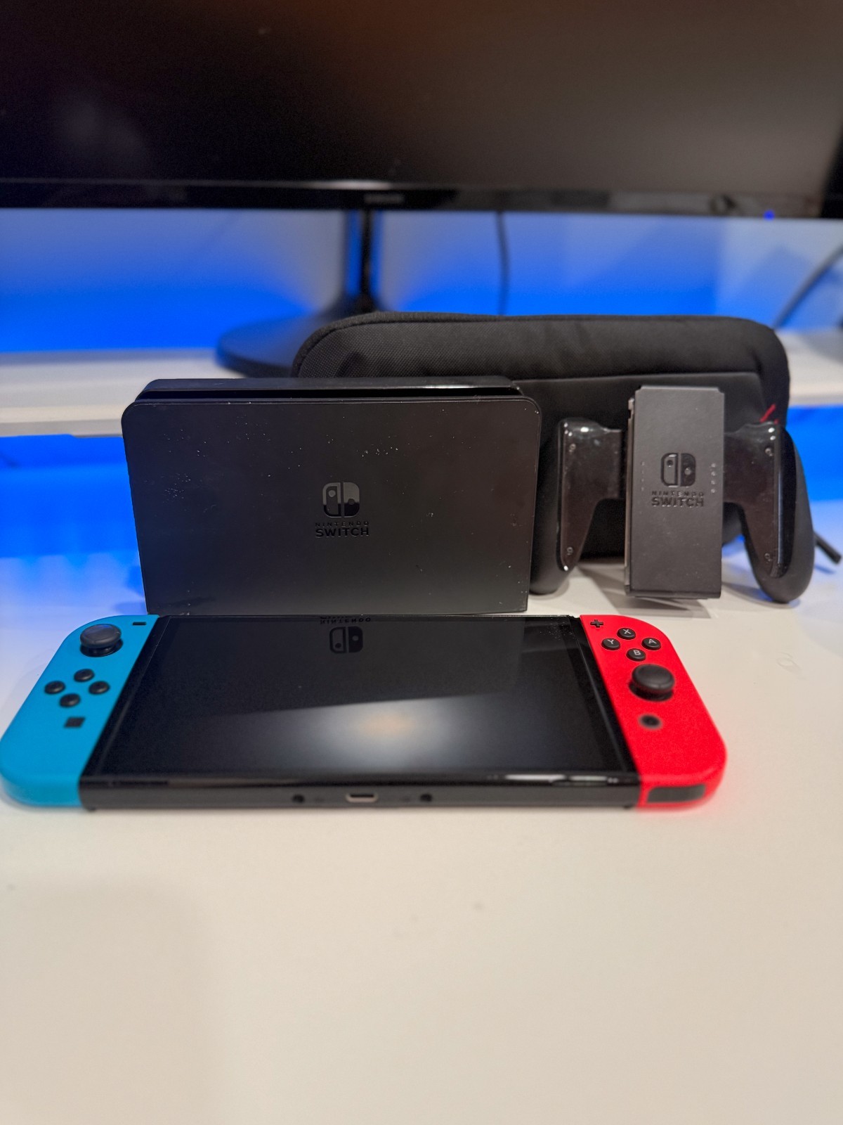 Nintendo Switch OLED Model (Box + Case + 2 Games) Black/Neon Red/Neon