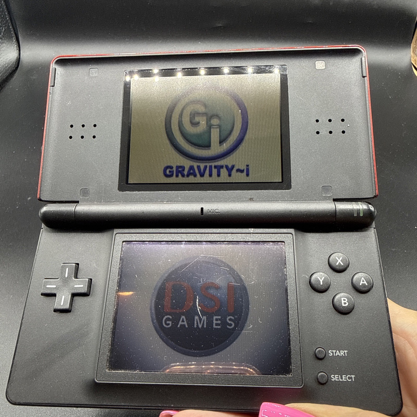 Nintendo DS Lite-Red Handheld Gaming Sys Charger & 1 game SM SCRATCH ON SCREEN