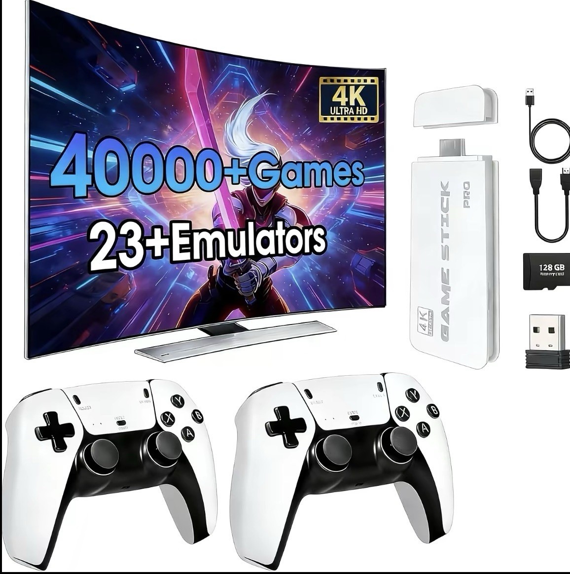 2026 Game Stick Pro 4K 128GB Microconsole Wireless Controllers