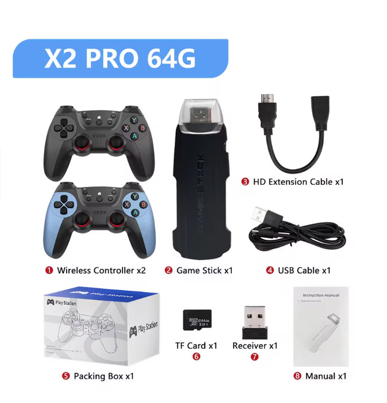 X2 Pro 256G 58000+Games 3D Retro Wireless Video Game Console 4K 3D HD Game Stick