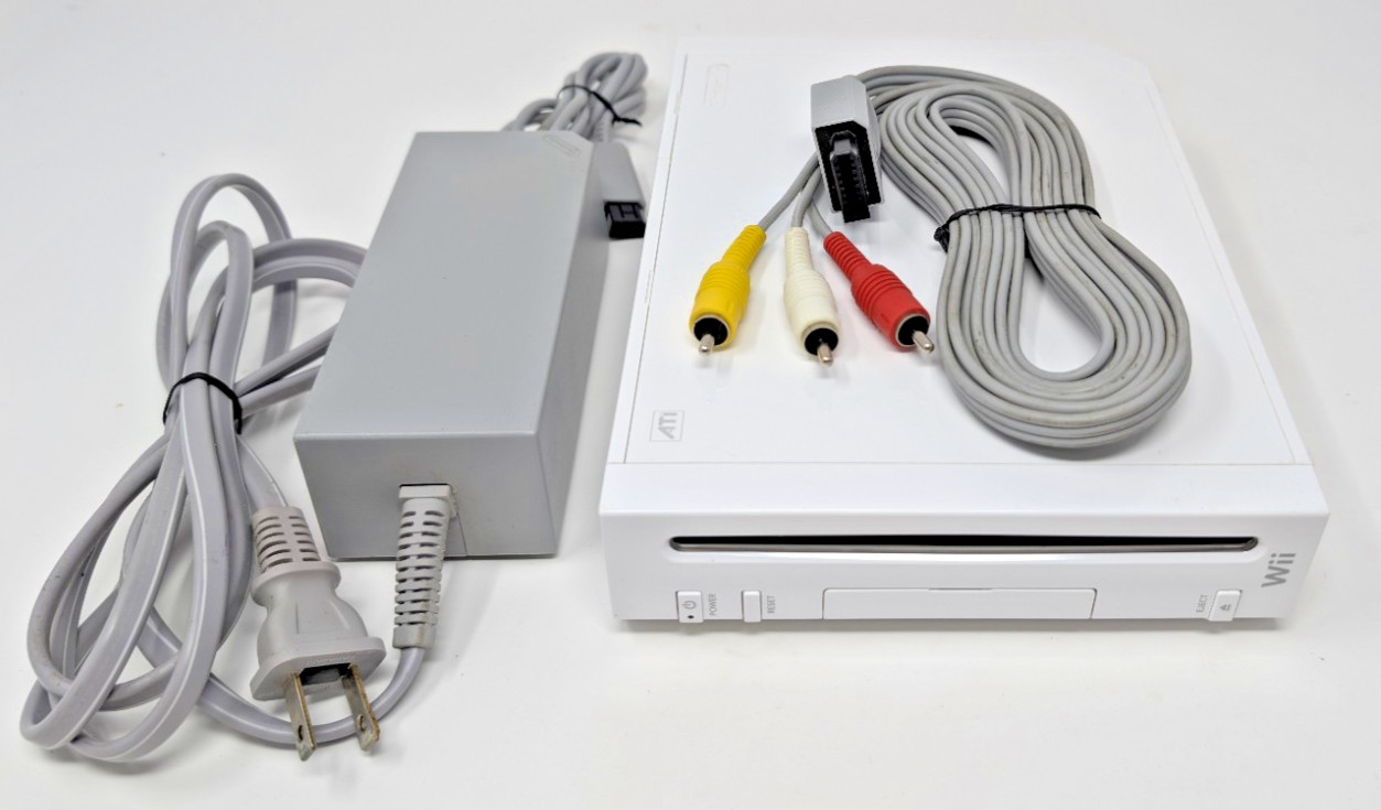 Nintendo Wii RVL-001 Home Console + Power + RCA Cables Tested Works