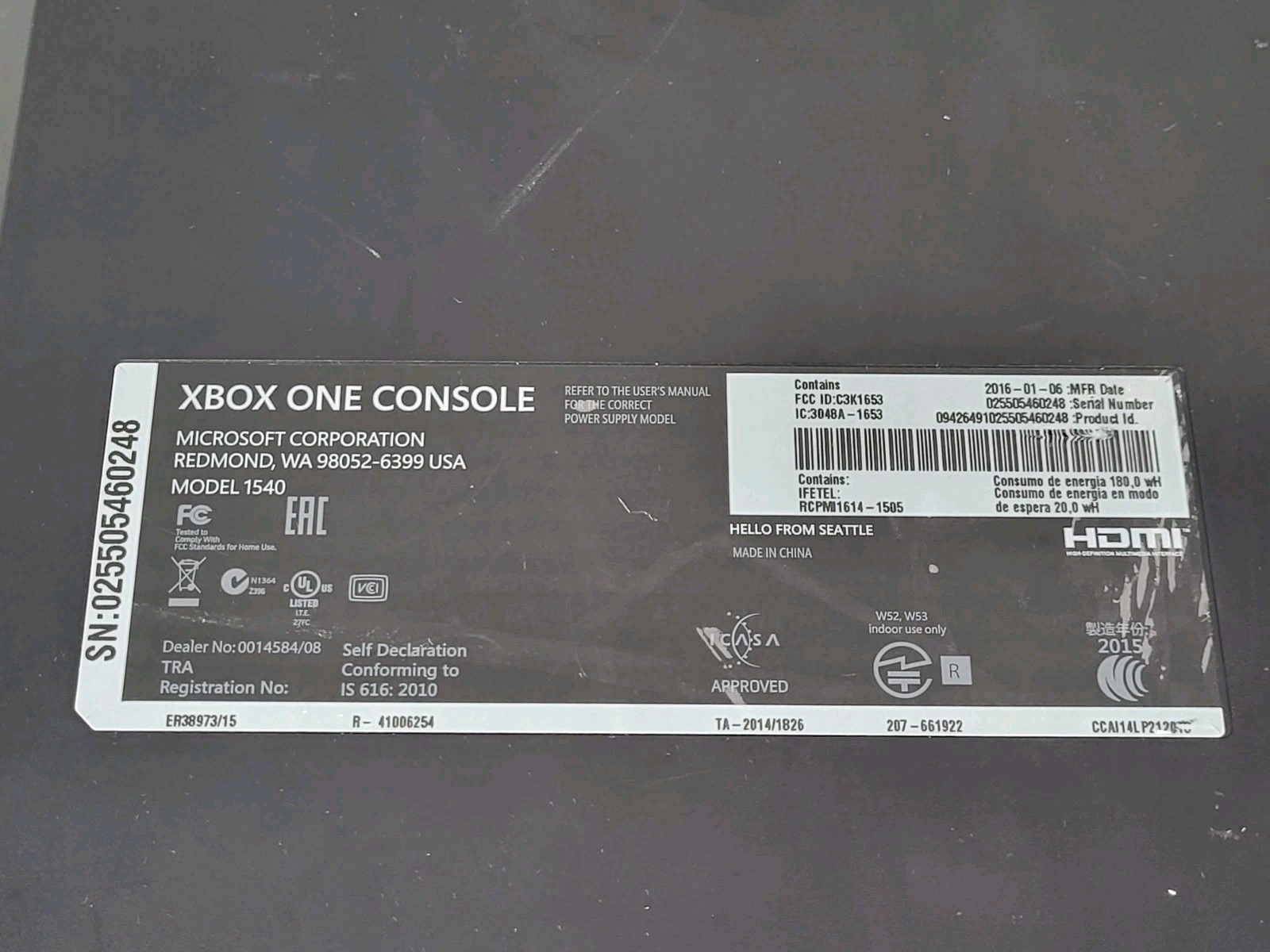 Microsoft Xbox One Black Console Only Model 1540 500 GB Tested