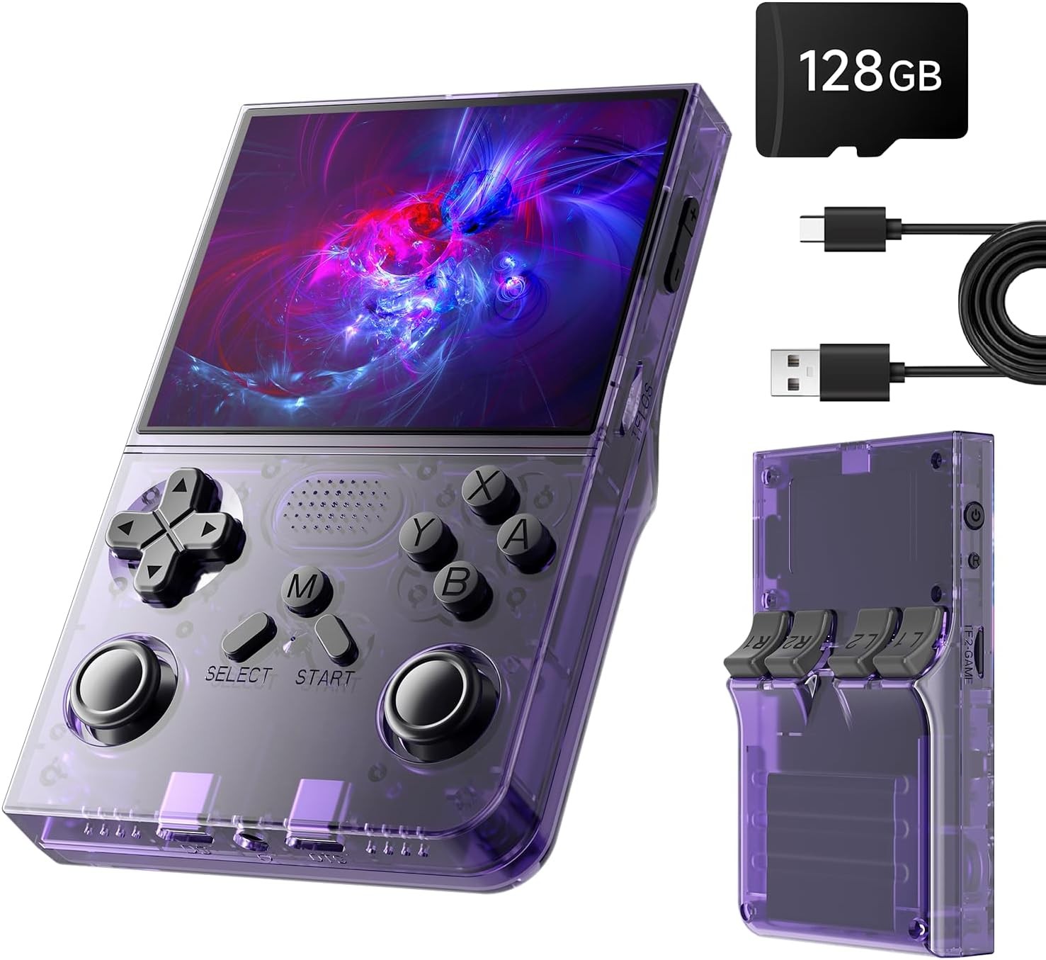 R40 Retro Handheld 3.5 IPS 18000+ Games 128GB Purple