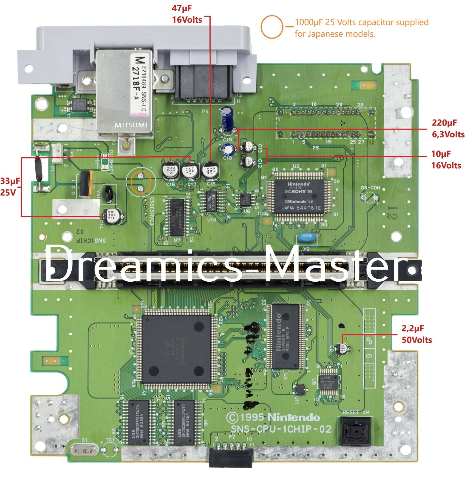 Super NES Cap Kit / SMD Kit – SNS-CPU-1CHIP & SNS-CPU-RGB & SNS-CPU-APU