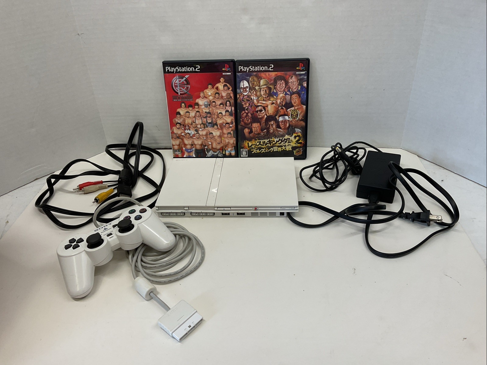 PS2 JapaneseSlim Console System White Controller SCPH-75000 Playstation 2W/games