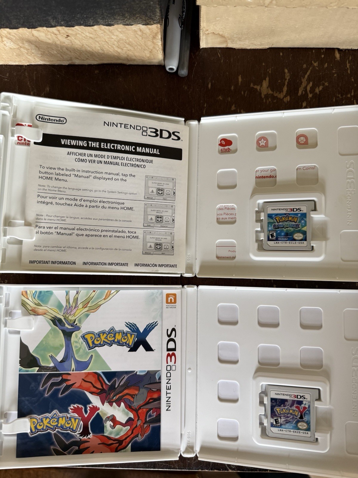 Nintendo 3DS Console Red Edition + 4 Pokemon Games/ 1 Non Pokemon Game