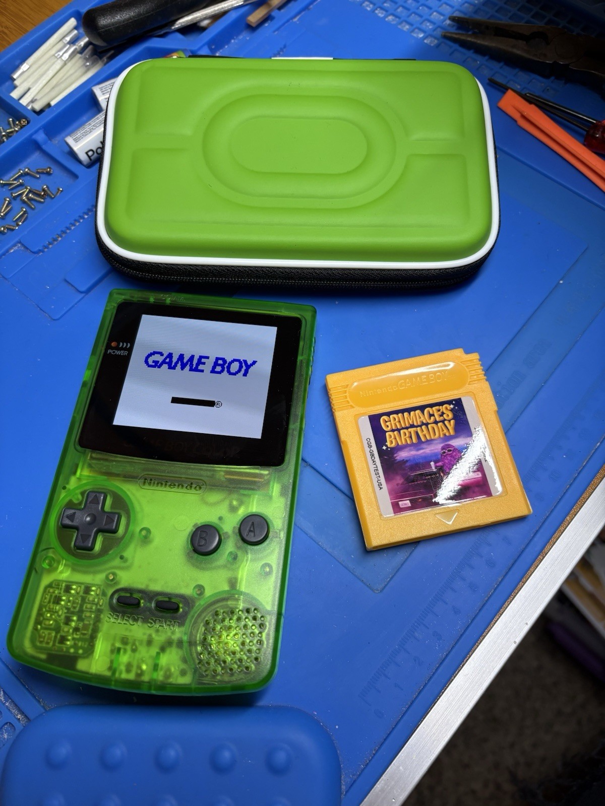 Backlit IPS Green Gameboy Color 1500 MAH lithium Battery Nintendo GBC USB C
