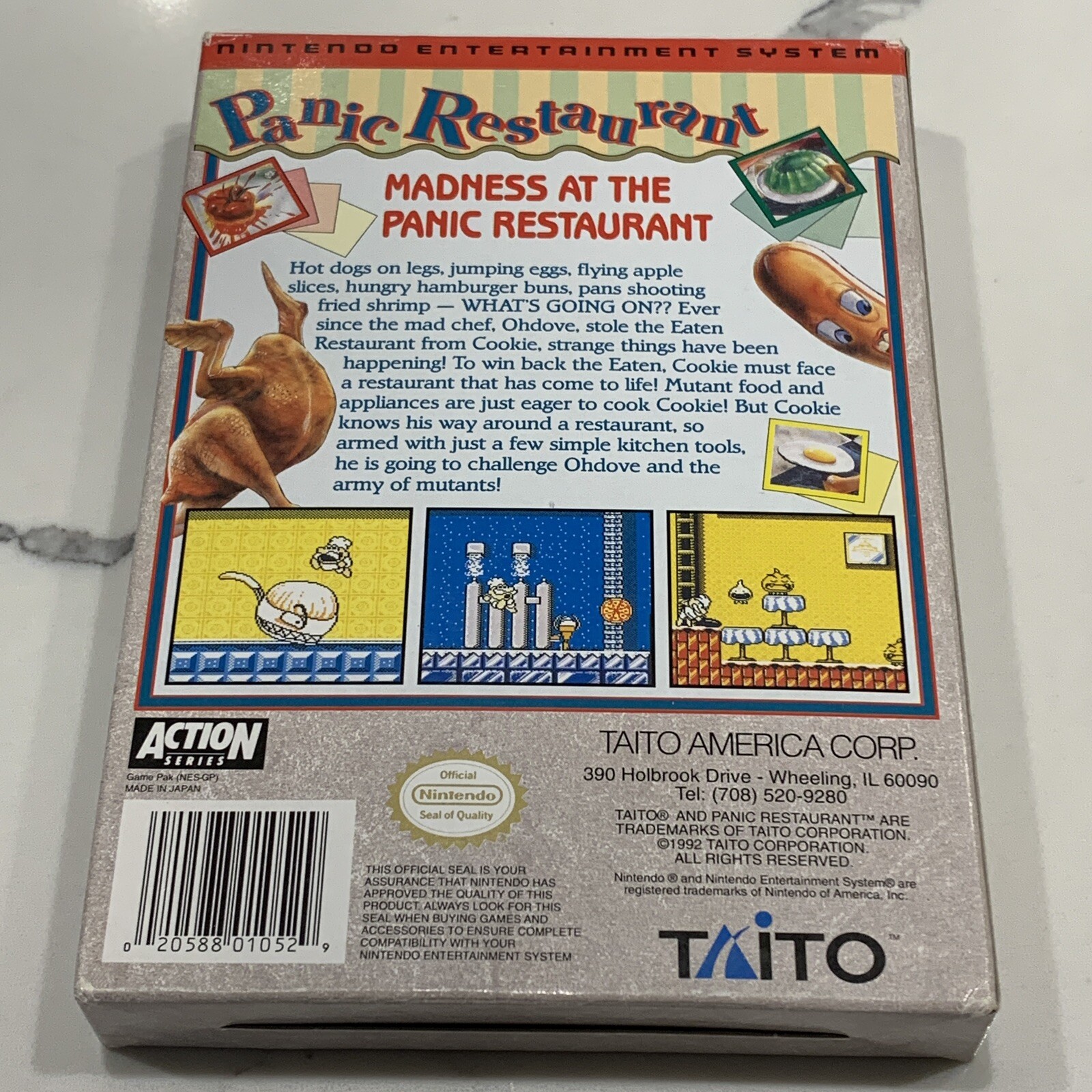 Panic Restaurant (NES, 1992) Authentic Complete CIB Manual TESTED