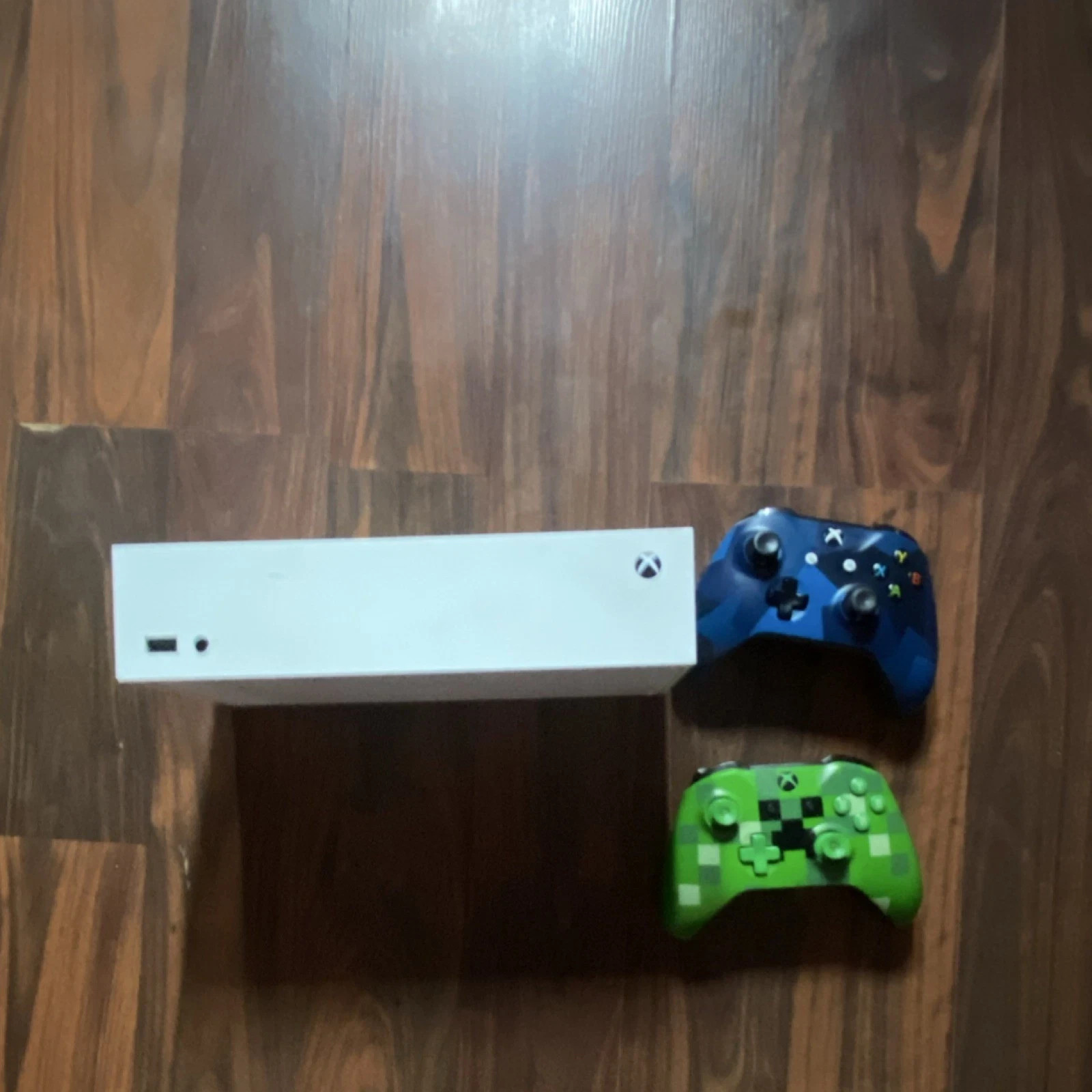 Microsoft Xbox Series S Console White with Blue & Green Controllers, Charging D…
