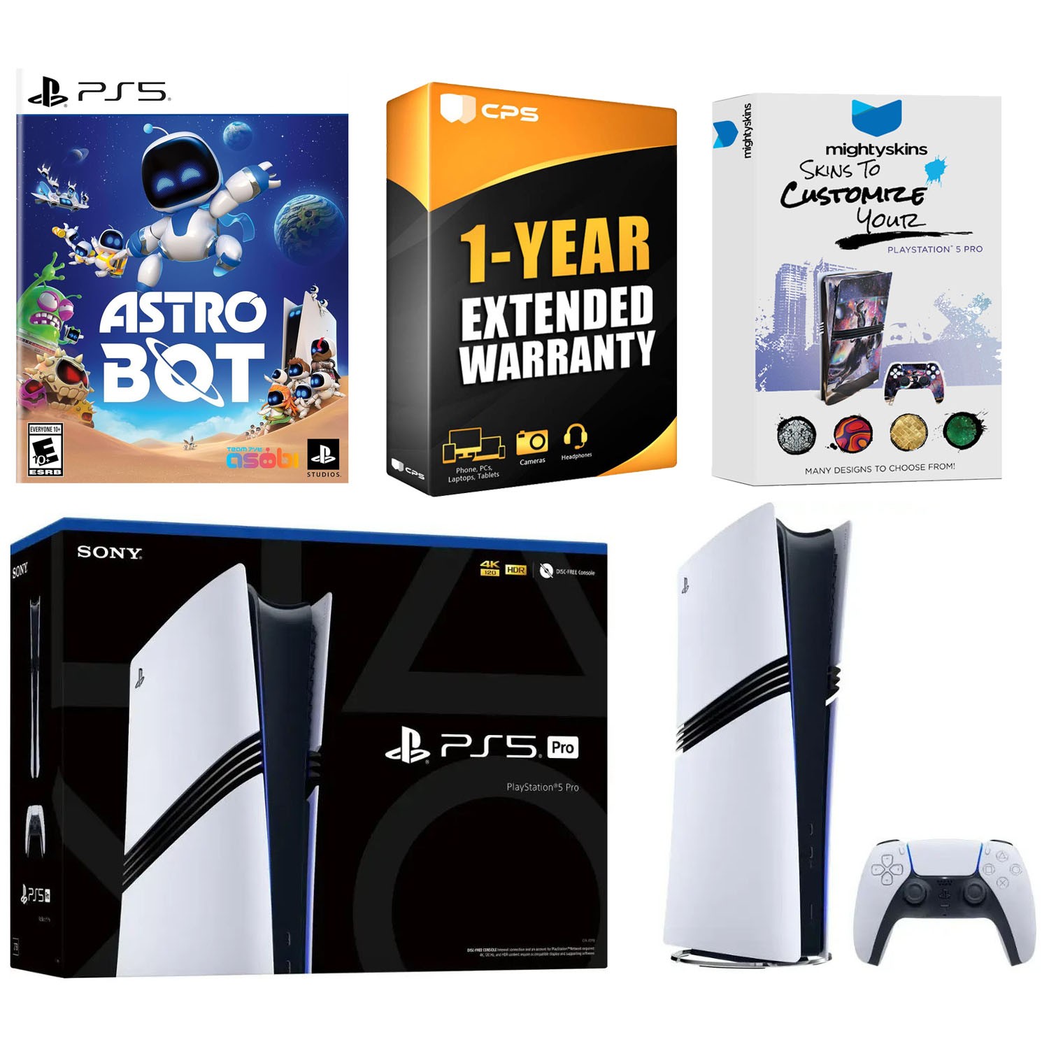 Sony PlayStation 5 Pro Bundle + Astro Bot + MightySkins Customization Code