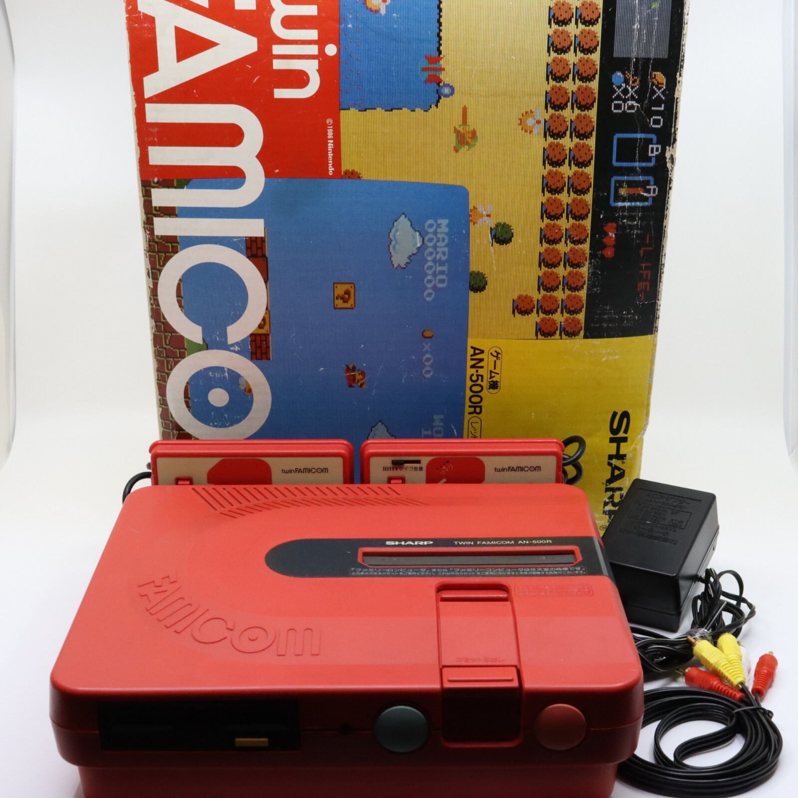 Sharp Twin Famicom AN-500R Red/Black | Tested, Working | Box & AC | New Belt