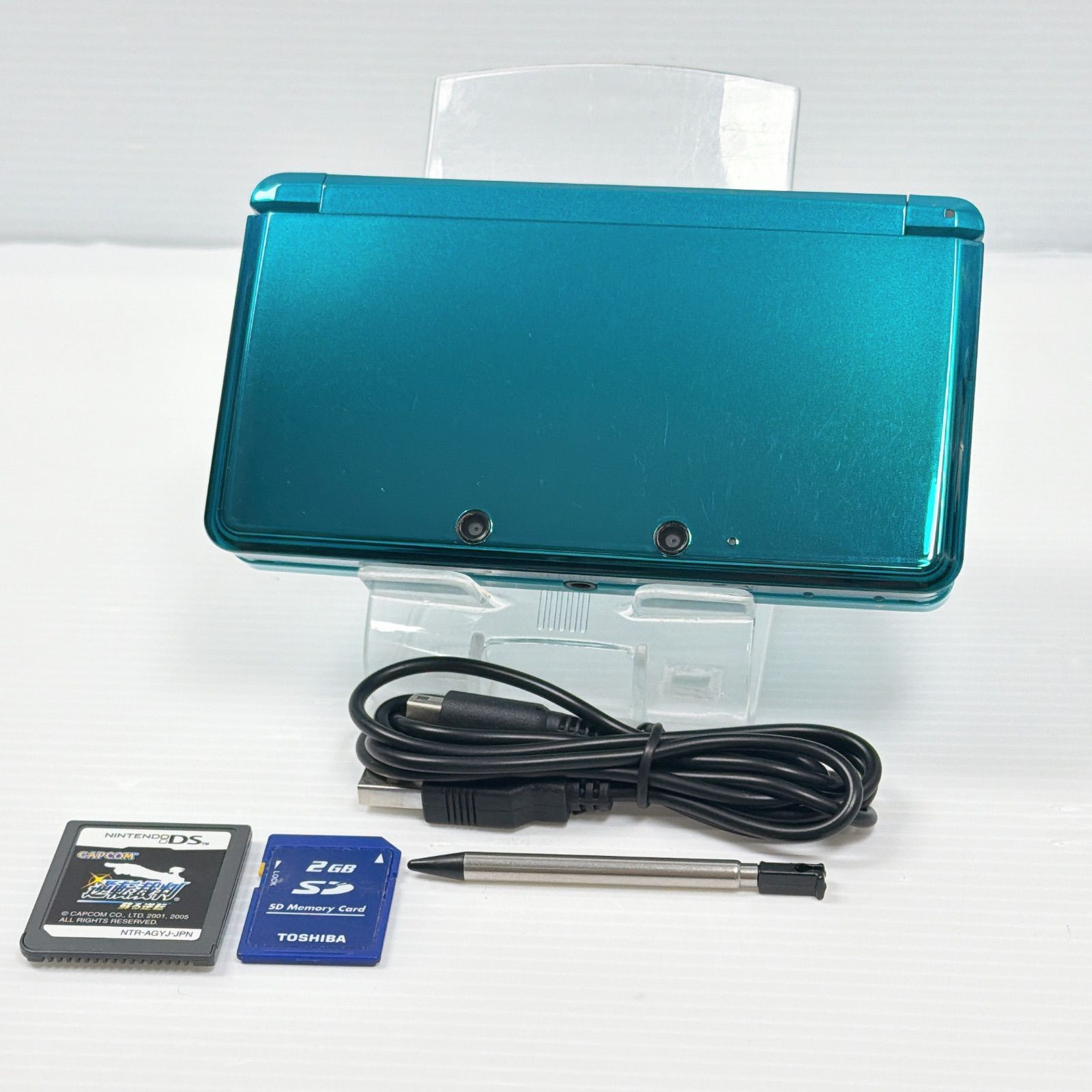 Nintendo 3DS Aqua Blue CTR-001 Ace Attorney Game Bundle Tested