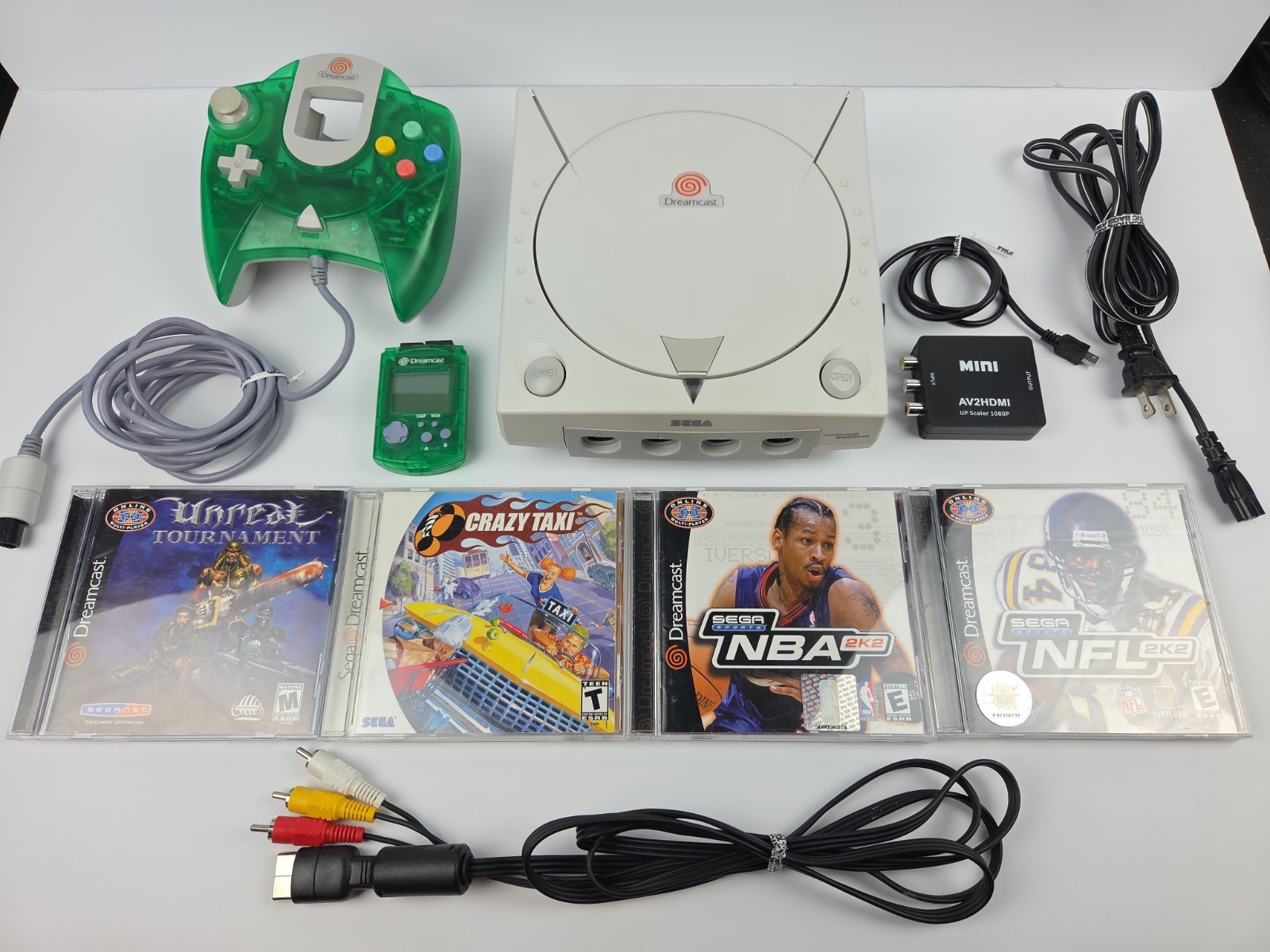Sega Dreamcast Console HKT-3020 BUNDLE (Includes Controller & Cables + 4 Games)