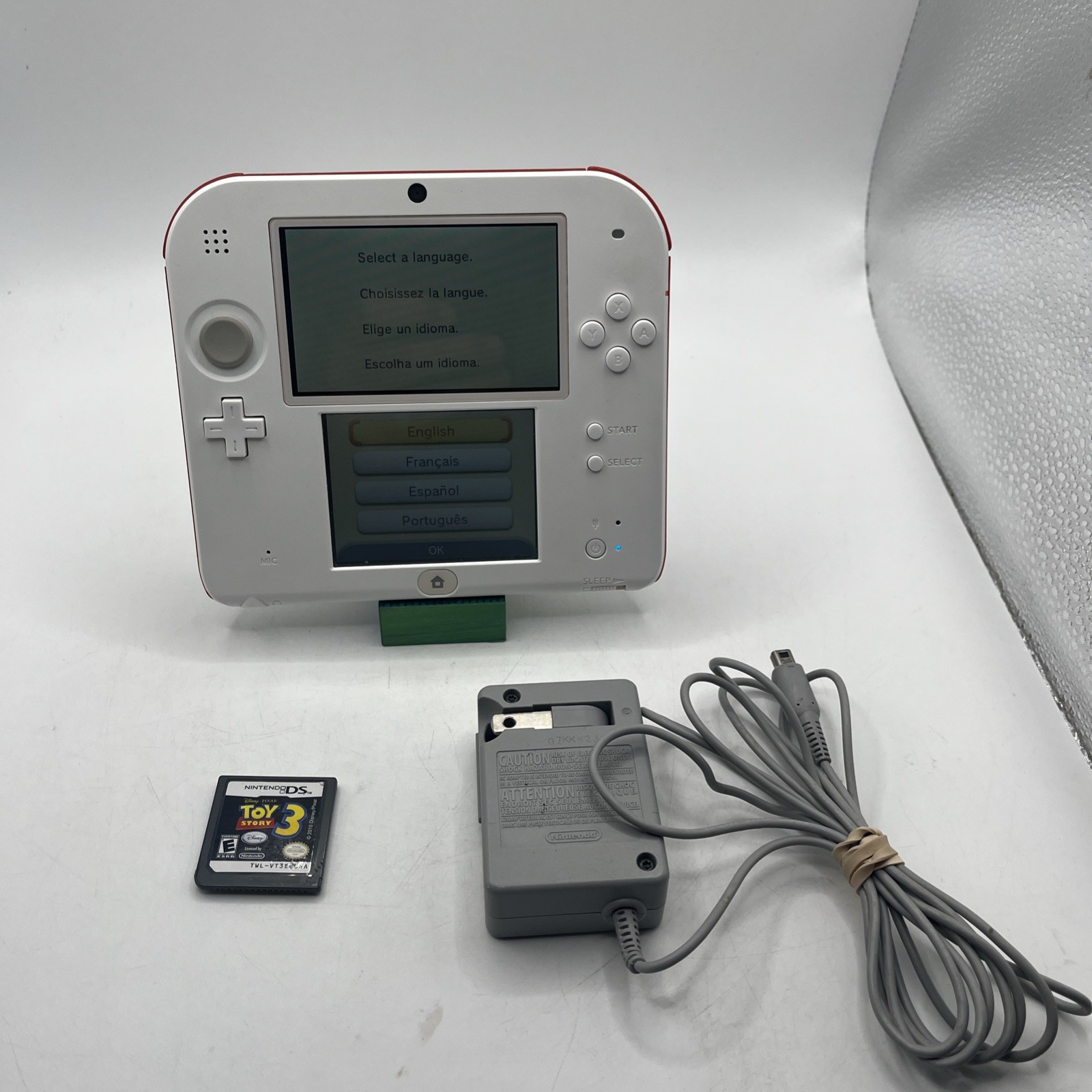 Nintendo 2DS Console – White & Red With Charger And Two Games Tested