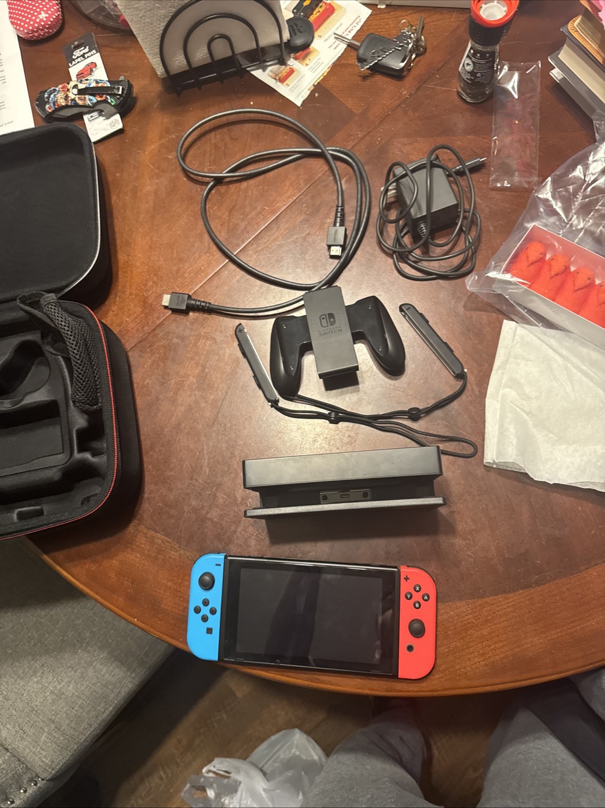 Nintendo Switch Joy-Con Neon Blue and Red Multi-Color With A Travel Case