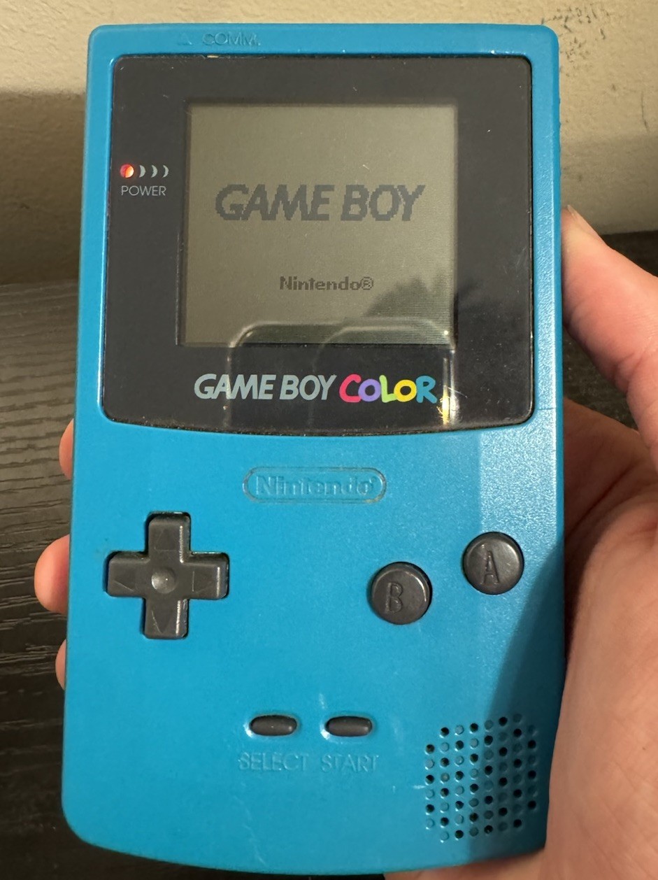 Nintendo Gameboy Color Teal Handheld Console And Game