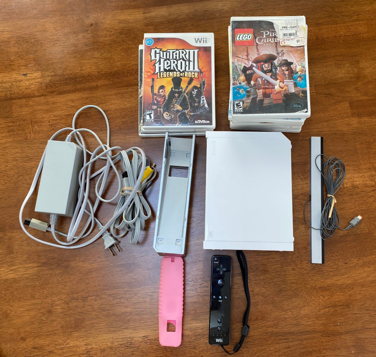 Nintendo Wii Lot Game Console Bundle W/ 9 Games 1 Black Motion Plus Controller