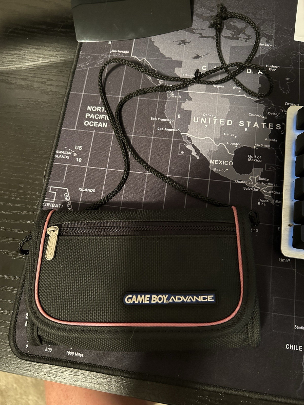 Black Gameboy Advance system w/ carrying case – IPS mod, button mod