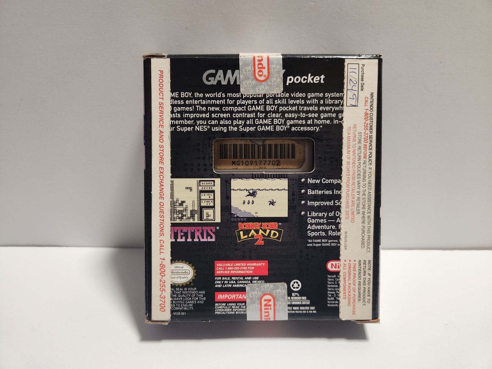 Silver Nintendo Game Boy Pocket Handheld Console with Original Box TESTED