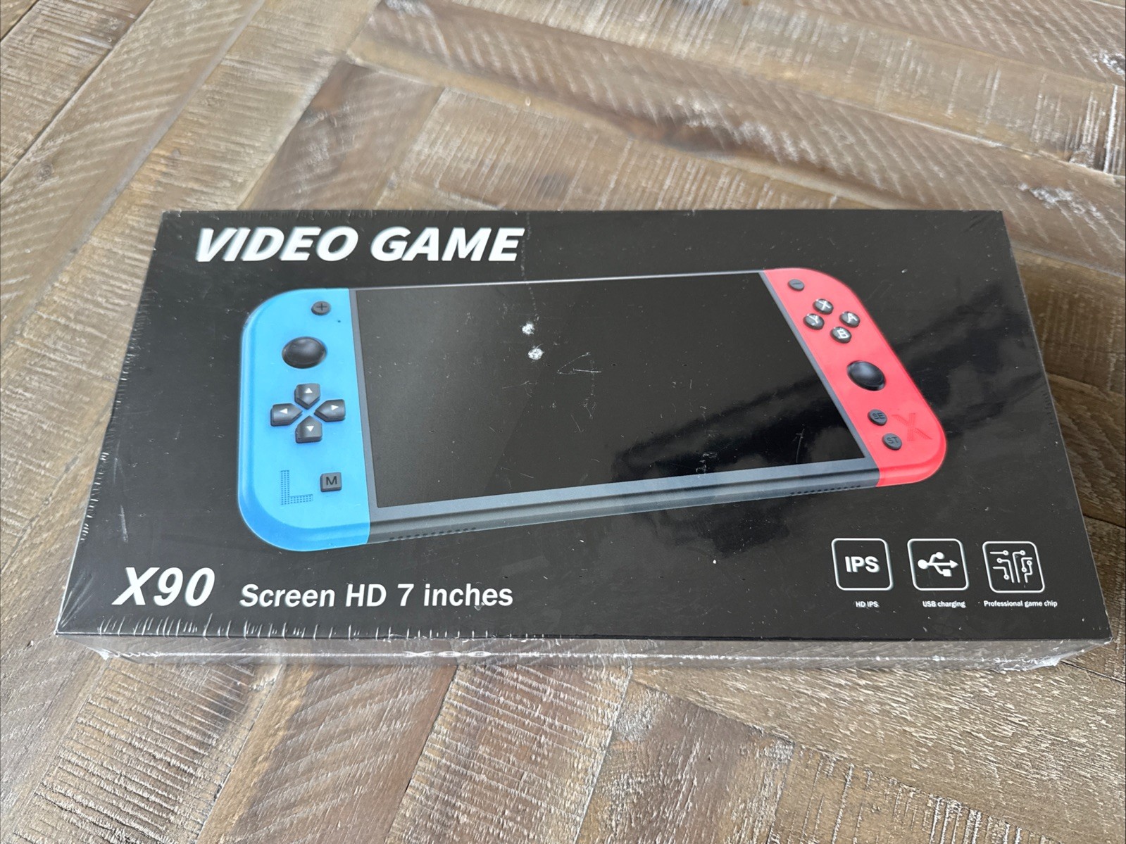X90 HD IPS Display 7-Inch Handheld Video Game Console Blue Red USB-A