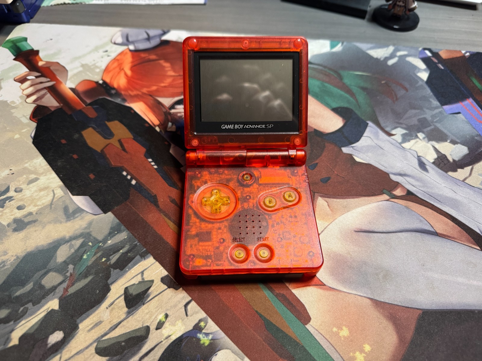 Nintendo Game Boy Advance SP Handheld System – Reshelled. Originally Flame Red