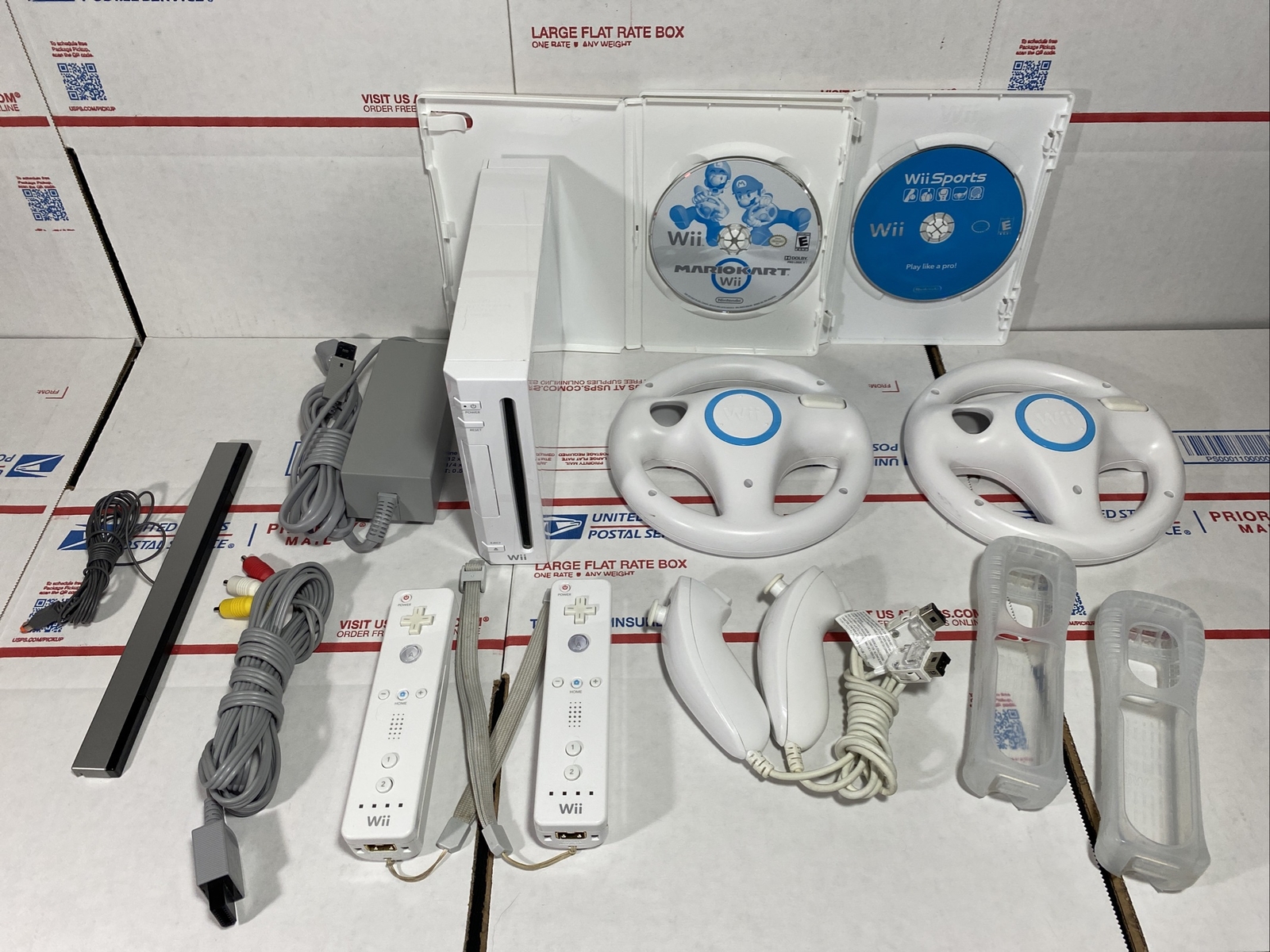 Nintendo Wii Console MARIO KART BUNDLE +Wheels+Wii Sports-NEXT DAY SHIP-WARRANTY