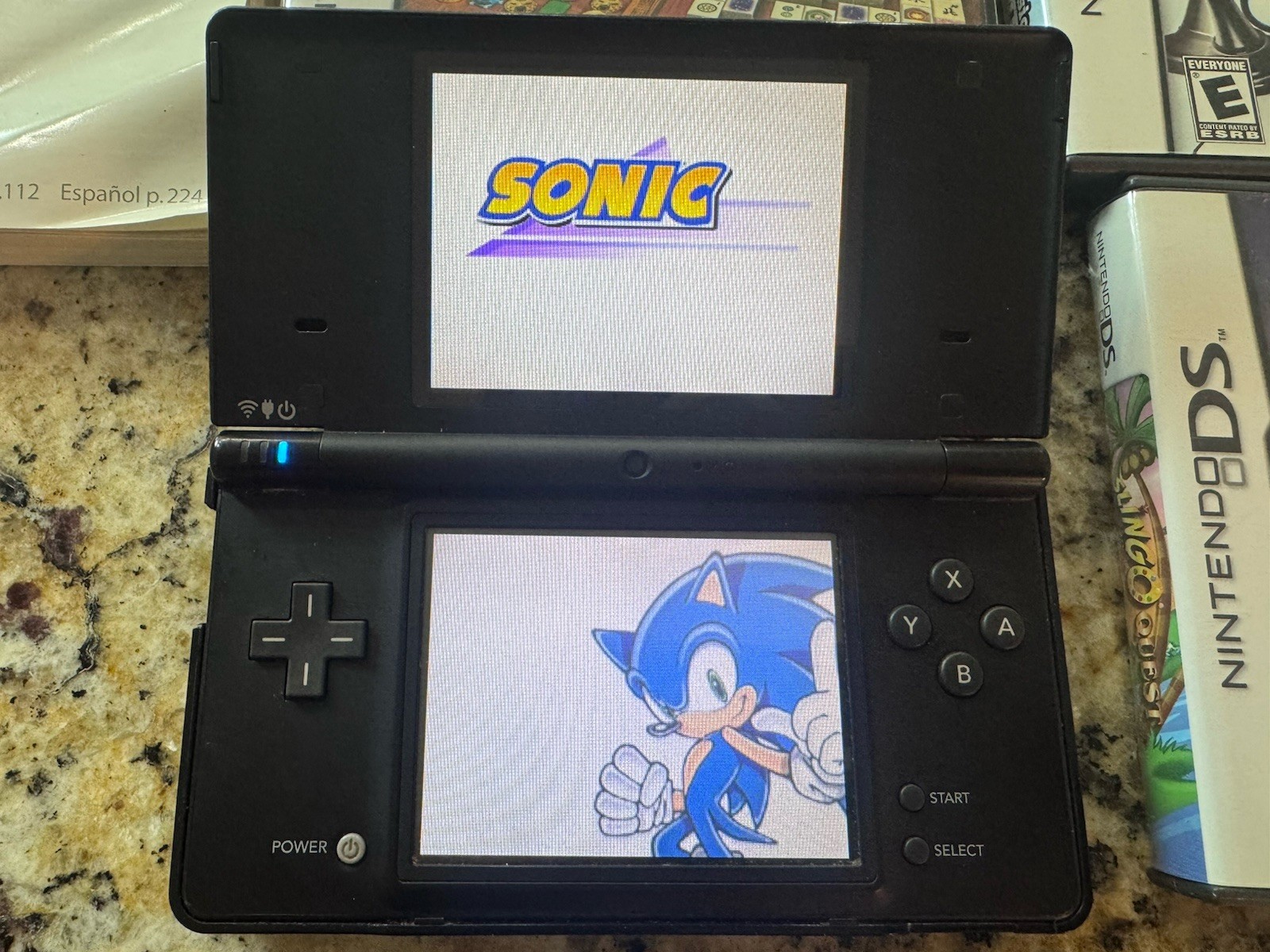 Nintendo DS Black Handheld Console TWL-001 (USA) 2008 Tested W/ 5 Games. Power