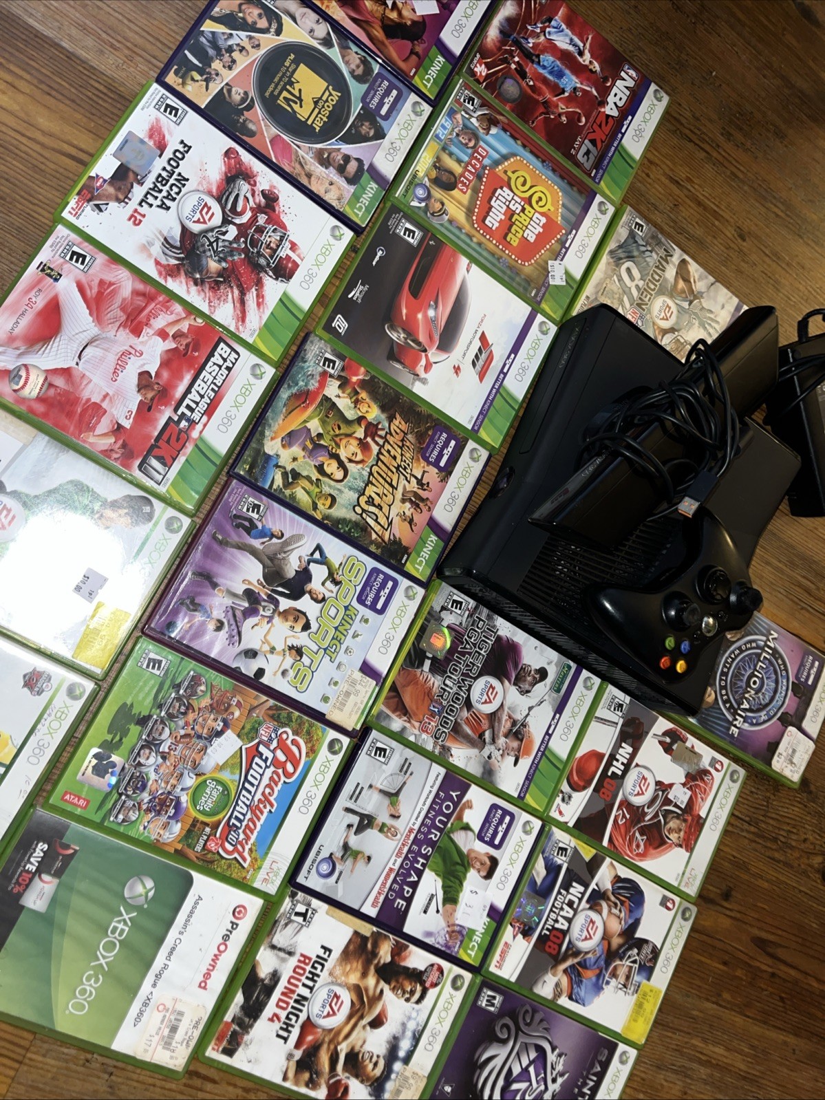 Microsoft Xbox 360 S Slim Kinect Bundle Controller Cords Kinect Games Lot